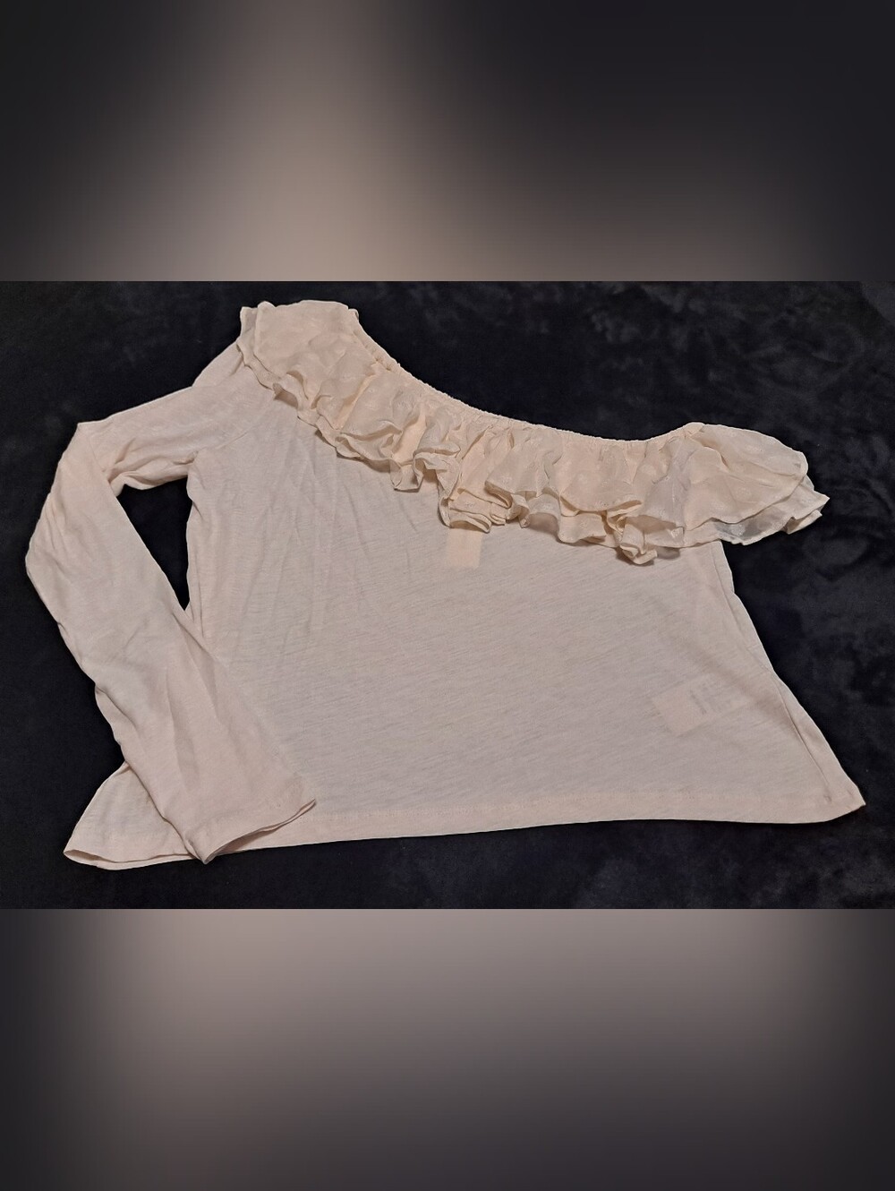 Anthropologie Off-Shoulder Ruffle Long-Sleeve Top - Cream Sz L.  NWT